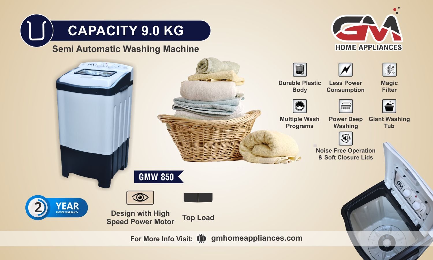 Washing Machine GMW-850 Specifications 