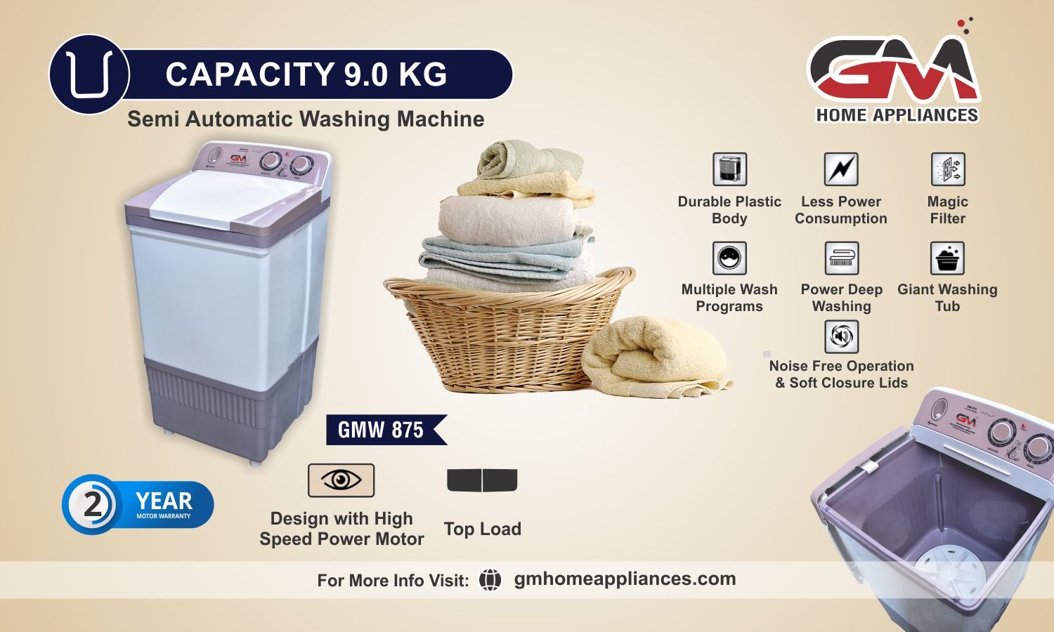 Washing Machine GMW-875 Specifications 
