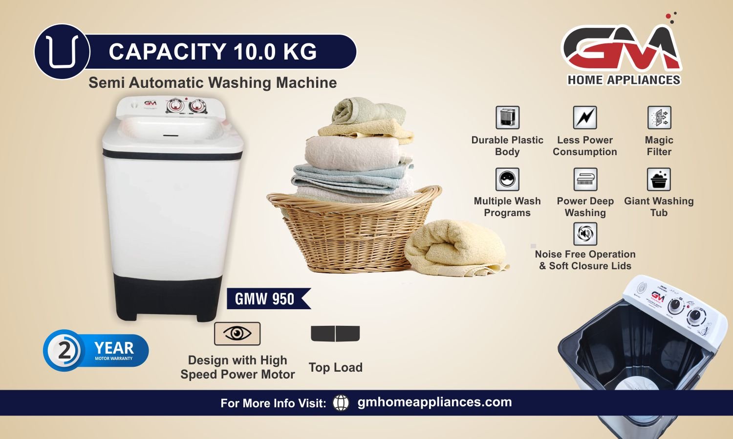 Washing Machine GMW- 950 Technical Specifications